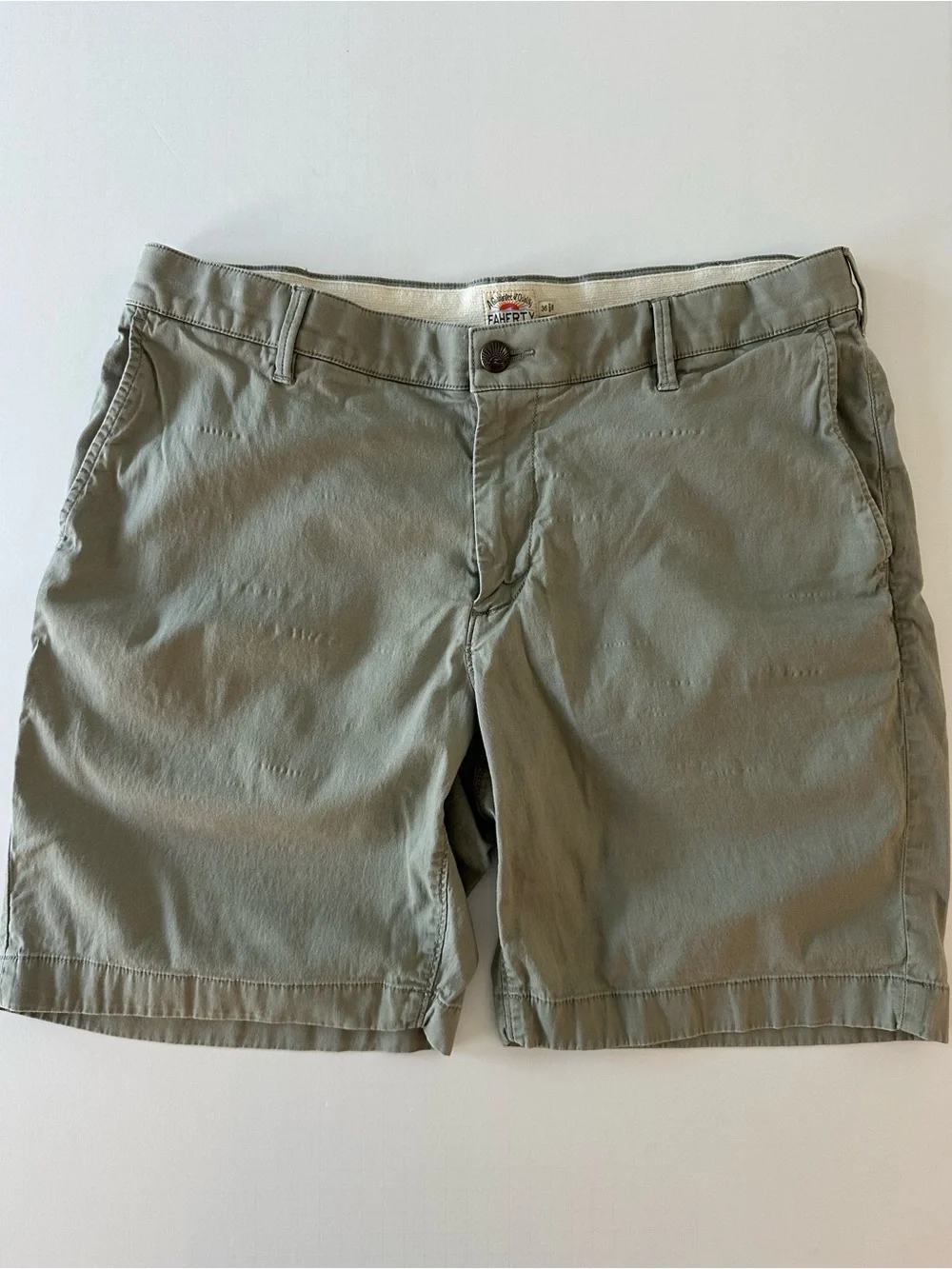 Faherty Island Life Chino Shorts Olive Green Mens Size 36 Summer Casual